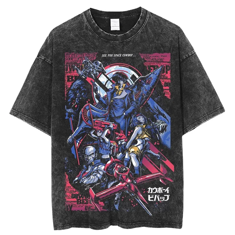 Vintage Washed T-Shirt Denim Cowboy Bebop Anime Harajuku Cotton Fashion Streetwear Neutral Top Harajuku Oversized T Shirt
Vintage Washed T-Shirt Denim Cowboy Bebop Anime Harajuku Cotton Fashion Streetwear Neutral Top Harajuku Oversized T Shirt