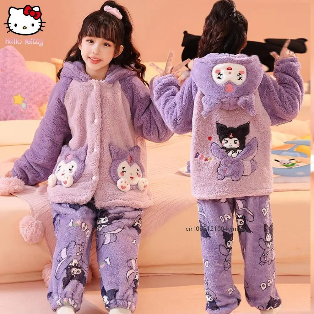 Autumn Winter Sanrio Kuromi Plush Children's Sleepwear Long Hooded Cartoon Home Clothes for Boys Girls Kid Pyjamas Thicken Cute
Autumn Winter Sanrio Kuromi Plush Children's Sleepwear Long Hooded Cartoon Home Clothes for Boys Girls Kid Pyjamas Thicken Cute
