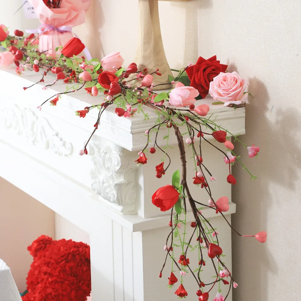 1.6M Artificial Tulip Garland with Heart Berries Artificial Flowers Vine for Outdoor Decor and Accessories Home Decoration
1.6M Artificial Tulip Garland with Heart Berries Artificial Flowers Vine for Outdoor Decor and Accessories Home Decoration