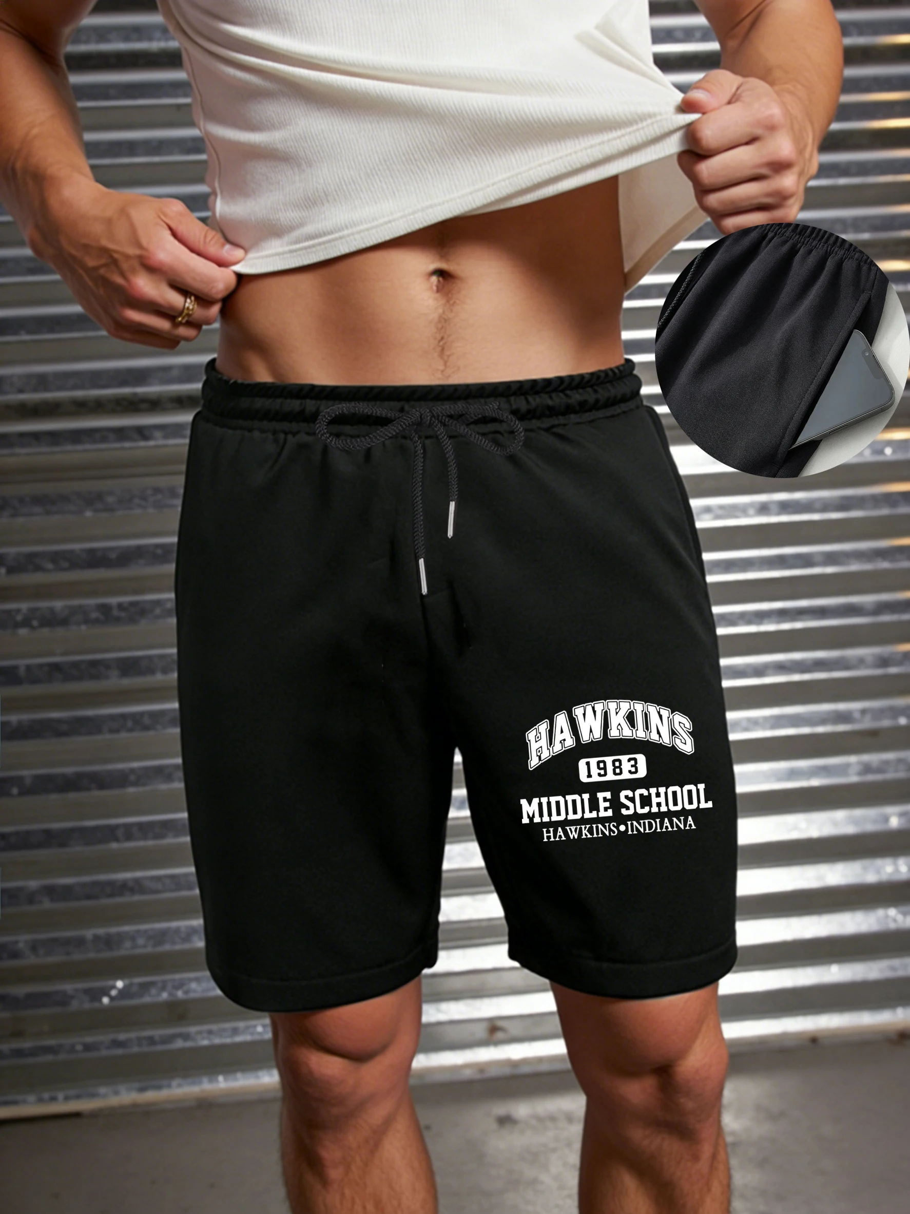 Hawkins Middle School Print Men Running Pant Beach Summer Drawstring Clothing Pocket Elasticity Sportswear Gym Wide Leg Shorts
Hawkins Middle School Print Men Running Pant Beach Summer Drawstring Clothing Pocket Elasticity Sportswear Gym Wide Leg Shorts
