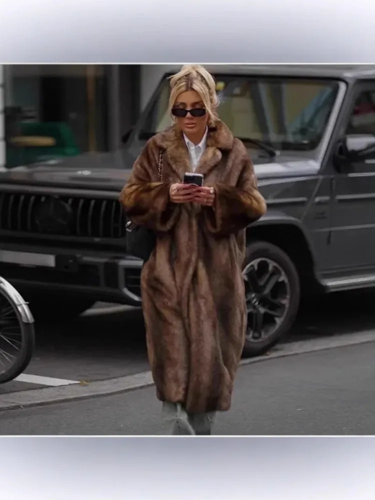 Retro Brown Winter Women Faux Fur Coat Oversized Loosen Lapel Fluffy Thick Lady Warm Fur Overcoat Female Street Long Outerwear
Retro Brown Winter Women Faux Fur Coat Oversized Loosen Lapel Fluffy Thick Lady Warm Fur Overcoat Female Street Long Outerwear