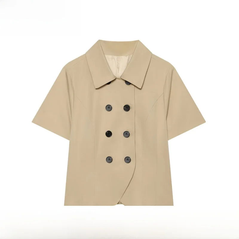 Fashionable Slim Fit Double Buttoned Collar Shirt Women's Polyester Fiber Short Sleeve Shirt New Arrival Spring Summer
Fashionable Slim Fit Double Buttoned Collar Shirt Women's Polyester Fiber Short Sleeve Shirt New Arrival Spring Summer