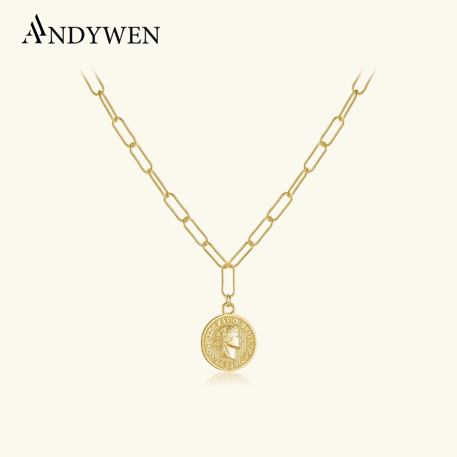ANDYWEN New 100% 925 Sterling Silver Big Horoscope Chain Coins Queen Women Necklace 2020 Rock Punk Women Fashion Jewelry 2021
ANDYWEN New 100% 925 Sterling Silver Big Horoscope Chain Coins Queen Women Necklace 2020 Rock Punk Women Fashion Jewelry 2021
