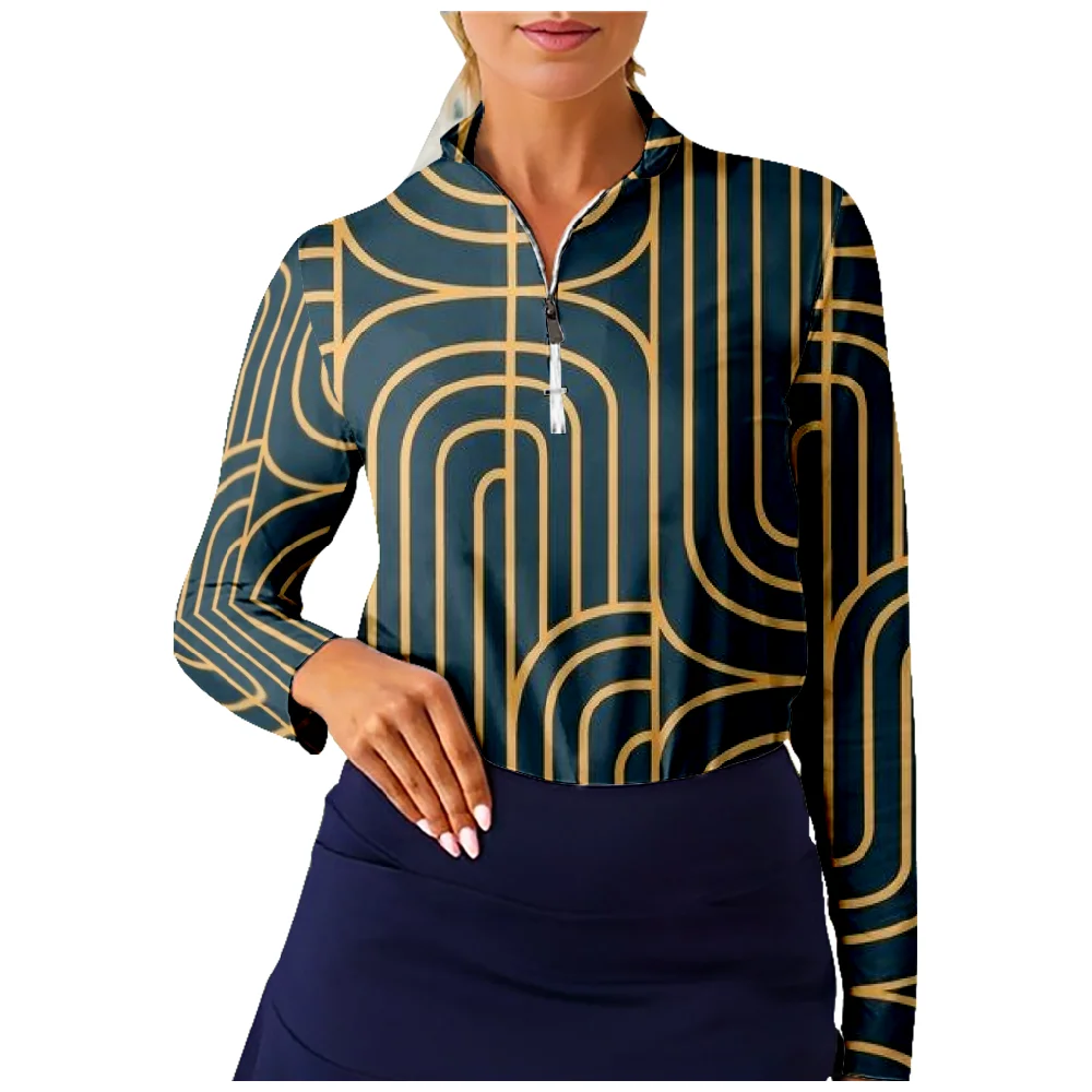 Art Deco Design Golf Shirt Women Long Sleeve Half Zip Breathable Quick Dry Tops Casual Sportswear
Art Deco Design Golf Shirt Women Long Sleeve Half Zip Breathable Quick Dry Tops Casual Sportswear