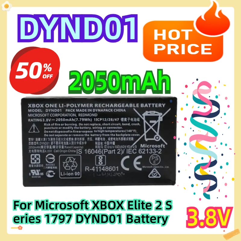 DYND01 For Microsoft XBOX Elite 2 Series 1797 DYND01 Battery 2050mAh 3.8V
DYND01 For Microsoft XBOX Elite 2 Series 1797 DYND01 Battery 2050mAh 3.8V