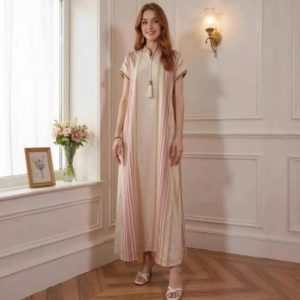 New Muslim Women's Clothing Summer Dress Striped Print Pendant Decoration Abaya Robe Abaya Ramadan Dubai Luxury Islam Elegant
New Muslim Women's Clothing Summer Dress Striped Print Pendant Decoration Abaya Robe Abaya Ramadan Dubai Luxury Islam Elegant