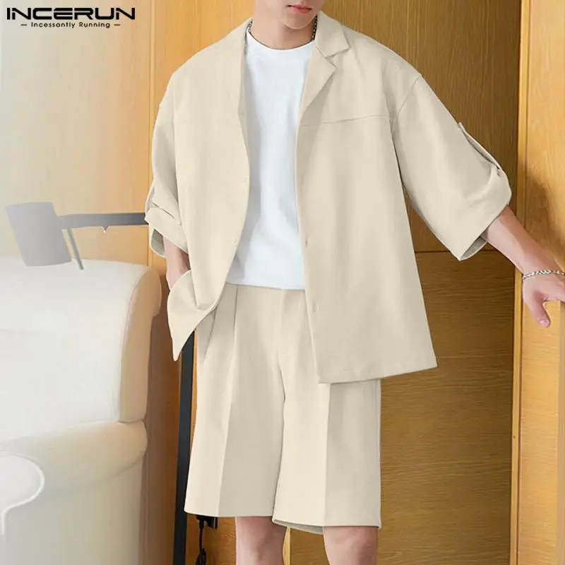2023 Men Sets Solid Color Fashion Loose Lapel Half Sleeve Shirt & Shorts 2PCS Korean Style Streetwear Men Casual Suits INCERUN
2023 Men Sets Solid Color Fashion Loose Lapel Half Sleeve Shirt & Shorts 2PCS Korean Style Streetwear Men Casual Suits INCERUN