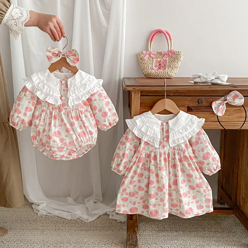 Spring 2024 Infant Baby Girls Rompers Cotton Pink Flower Full Printed Long Sleeve Kids Girls Dress Toddler Girls Sister Look
Spring 2024 Infant Baby Girls Rompers Cotton Pink Flower Full Printed Long Sleeve Kids Girls Dress Toddler Girls Sister Look
