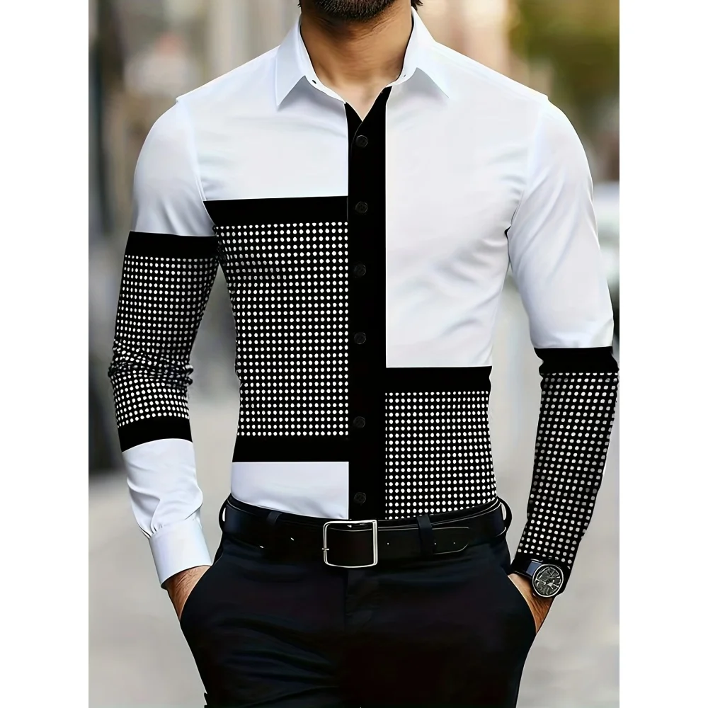 Мужская клетчатая рубашка с 3D графическим принтом, мужская социальная рубашка премиум-класса с лацканами и длинными рукавами, роскошная одежда, облегающие рубашки для показа
Мужская клетчатая рубашка с 3D графическим принтом, мужская социальная рубашка премиум-класса с лацканами и длинными рукавами, роскошная одежда, облегающие рубашки для показа