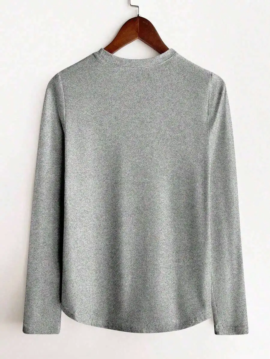 Gray Solid Soft Comfortable Casual Long Sleeve T-Shirt For Women
Gray Solid Soft Comfortable Casual Long Sleeve T-Shirt For Women
