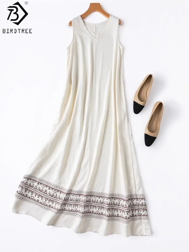 BirdTree, 100% Real Silk Embroidery Dress, Sleeveless V-neck, Women's Spun Silk Jacquard Loose Dresses, 2026 Summer New D64340JF
BirdTree, 100% Real Silk Embroidery Dress, Sleeveless V-neck, Women's Spun Silk Jacquard Loose Dresses, 2026 Summer New D64340JF