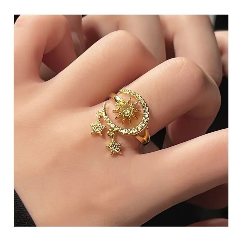 Tassel Star Moon Ring Girls Fashion Personality Light Luxury Ring Gold Star Moon Zircon Adjustable Index Finger Ring
Tassel Star Moon Ring Girls Fashion Personality Light Luxury Ring Gold Star Moon Zircon Adjustable Index Finger Ring