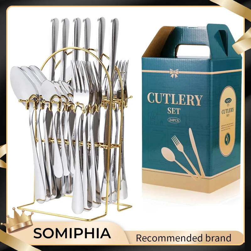 SOMIPHIA 24 Pcs Stainless Steel Cutlery Knife Fork Spoon Set cutlery set travel cutlery set flatware set
SOMIPHIA 24 Pcs Stainless Steel Cutlery Knife Fork Spoon Set cutlery set travel cutlery set flatware set