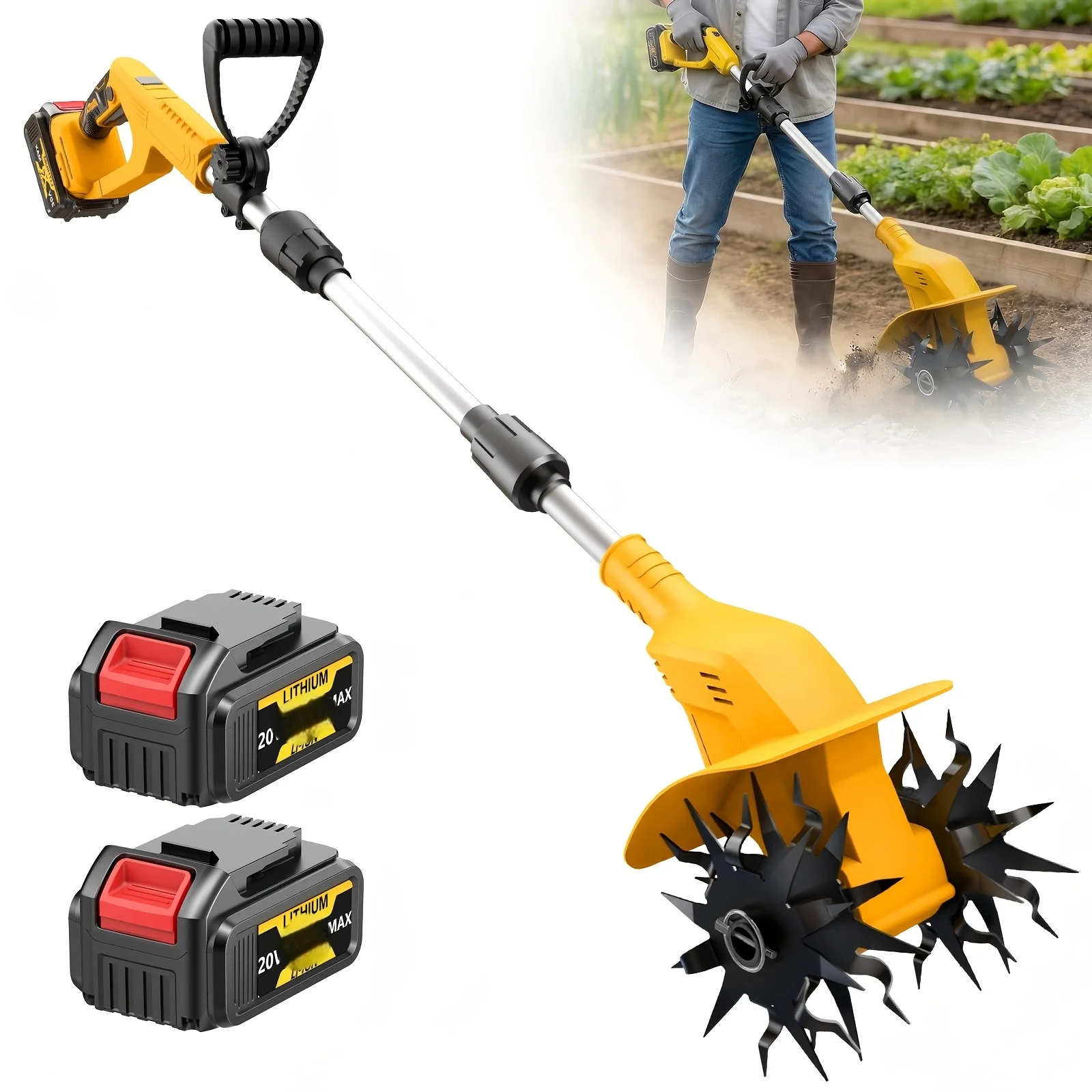 Lightweight Cordless Electric Tiller For Women, Easy Fold & No-Tools Assembly, 270RPM 8.6" Width, 20V Battery With Gauge, Perfect For Flower/Vegetable Garden, Includes Battery & Charger
Lightweight Cordless Electric Tiller For Women, Easy Fold & No-Tools Assembly, 270RPM 8.6" Width, 20V Battery With Gauge, Perfect For Flower/Vegetable Garden, Includes Battery & Charger