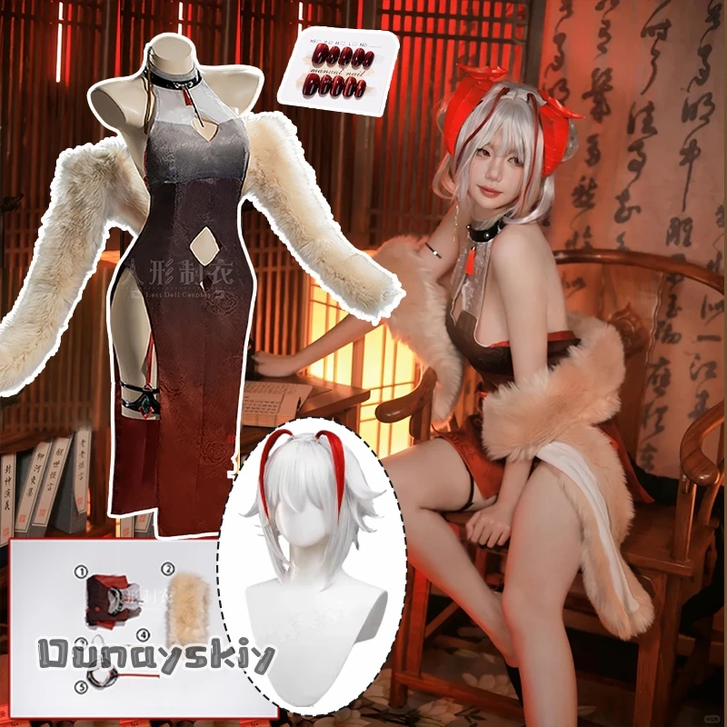 Game Arknights W Cosplay Champion Qipao Costume Sexy Dress With Furry Collar Accessory Set Halloween Disguise for Adult Women
Game Arknights W Cosplay Champion Qipao Costume Sexy Dress With Furry Collar Accessory Set Halloween Disguise for Adult Women