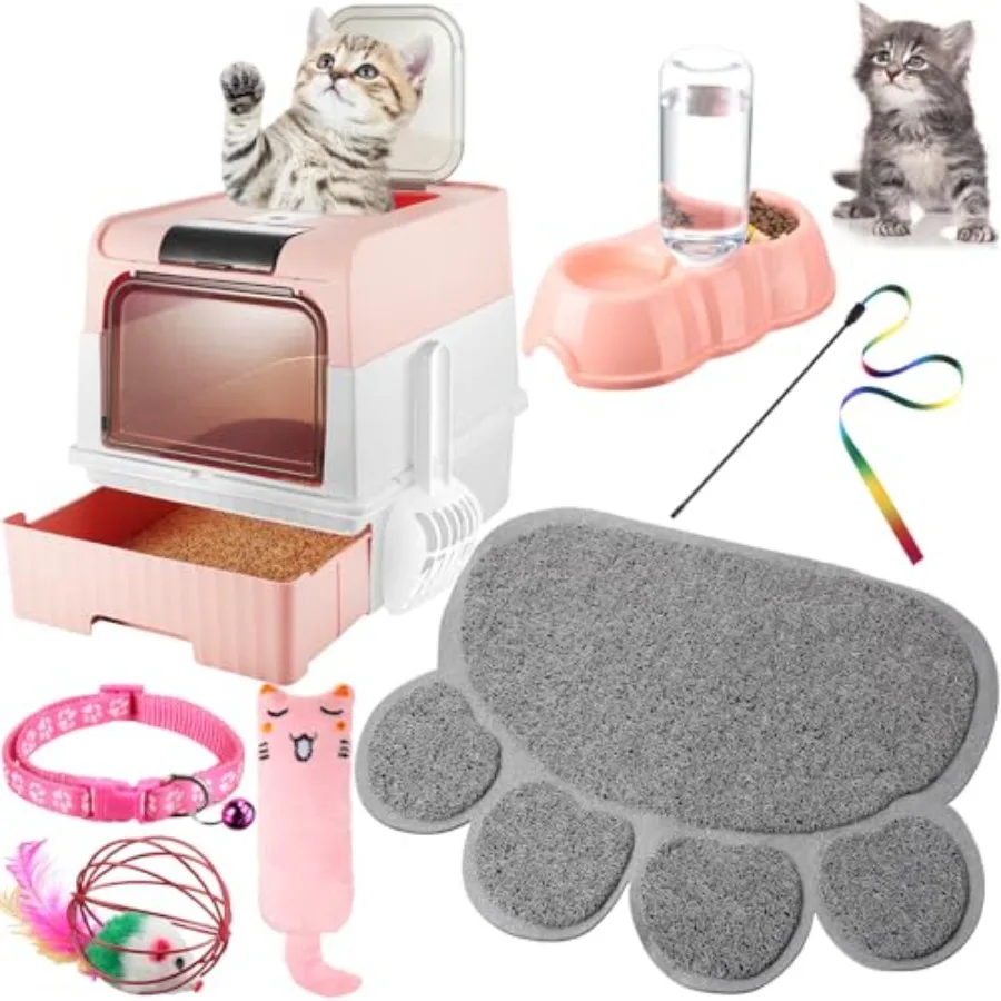 7 Pcs Small Cat Kitten Starter Kit Cat Litter Box with Shovel Paw Litter Mat Double Automatic Bowls Toy Teaser Stick Kitten Col
7 Pcs Small Cat Kitten Starter Kit Cat Litter Box with Shovel Paw Litter Mat Double Automatic Bowls Toy Teaser Stick Kitten Col