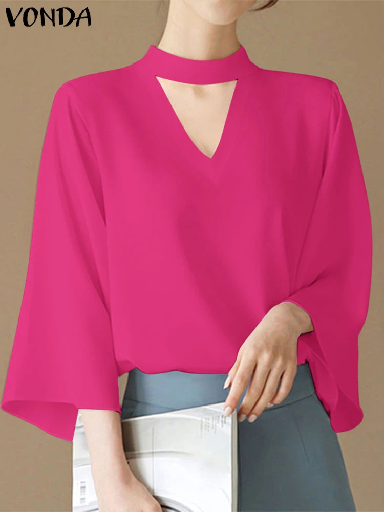 VONDA 2025 Fashion Blouse Women Elegant OL Shirts Casual Hollow Out V Neck Solid Color Tunic Tops Loose 3/4 Sleeve Blusas Femme
VONDA 2025 Fashion Blouse Women Elegant OL Shirts Casual Hollow Out V Neck Solid Color Tunic Tops Loose 3/4 Sleeve Blusas Femme
