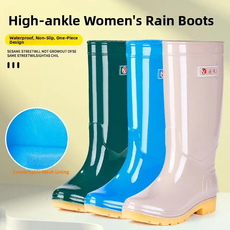Spring Autumn High-Tube Ladies Rain Boots Kitchen Cleaning Non-Slip Work Shoe Covers Adult Rain Boots Slip-Resistant EVA
Spring Autumn High-Tube Ladies Rain Boots Kitchen Cleaning Non-Slip Work Shoe Covers Adult Rain Boots Slip-Resistant EVA