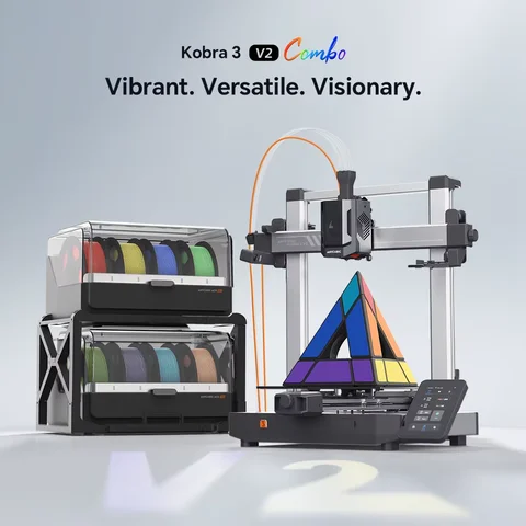 ANYCUBIC Kobra 3 V2 Combo AE versión 600 mm/s impresión rápida impresora 3D 8 colores ACE Pro secado de filamentos Control de aplicación impresora 3D