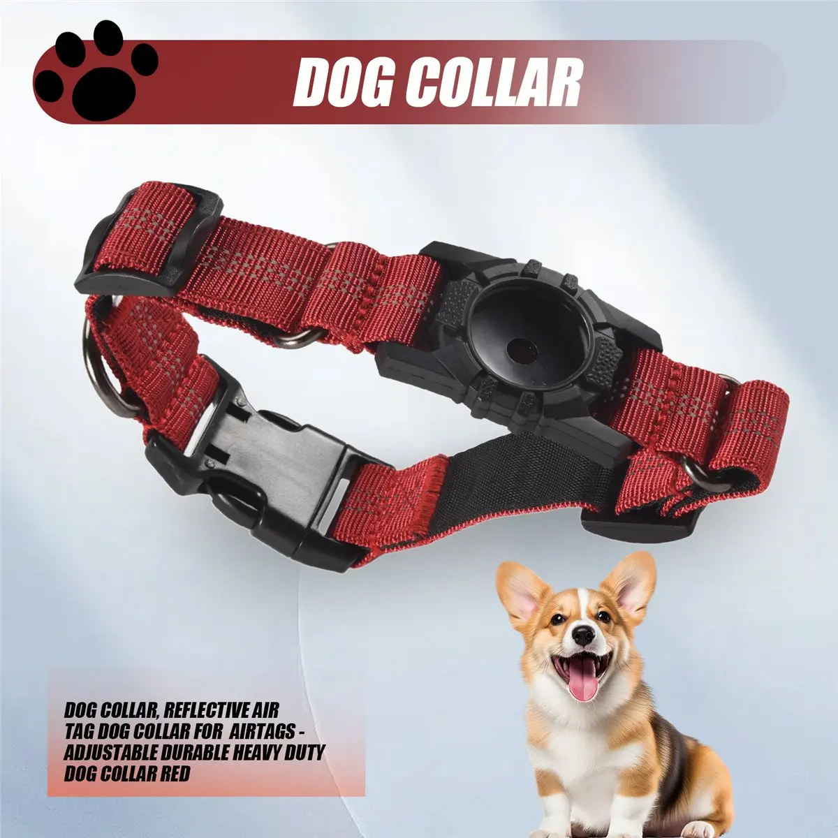 AT16 Dog Collar, Reflective Air Tag Dog Collar for - Adjustable Heavy Duty Dog Collar Red
AT16 Dog Collar, Reflective Air Tag Dog Collar for - Adjustable Heavy Duty Dog Collar Red