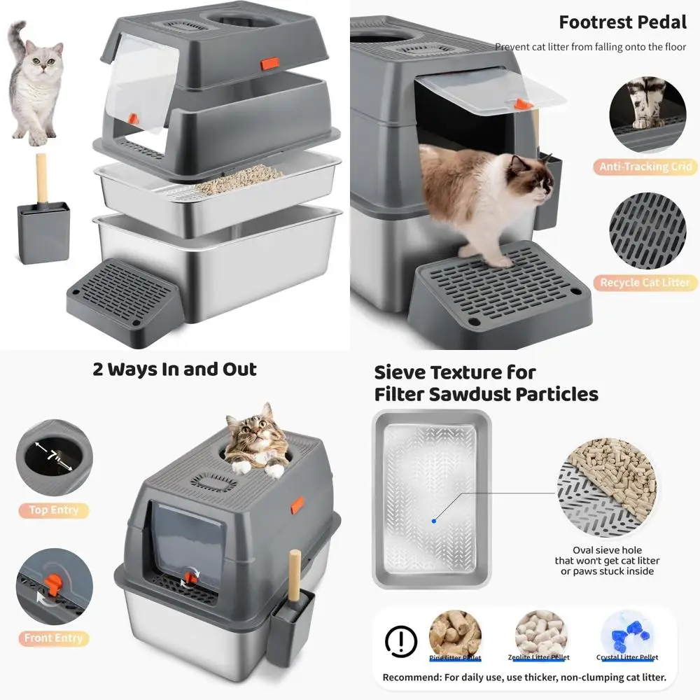 Очень большой закрытый металлический ящик для кошачьего туалета с высокими сторонами, XXL 23,6L x 15,7W x 17,7H, съемная просеивающаяся кастрюля для легкой очистки
Очень большой закрытый металлический ящик для кошачьего туалета с высокими сторонами, XXL 23,6L x 15,7W x 17,7H, съемная просеивающаяся кастрюля для легкой очистки