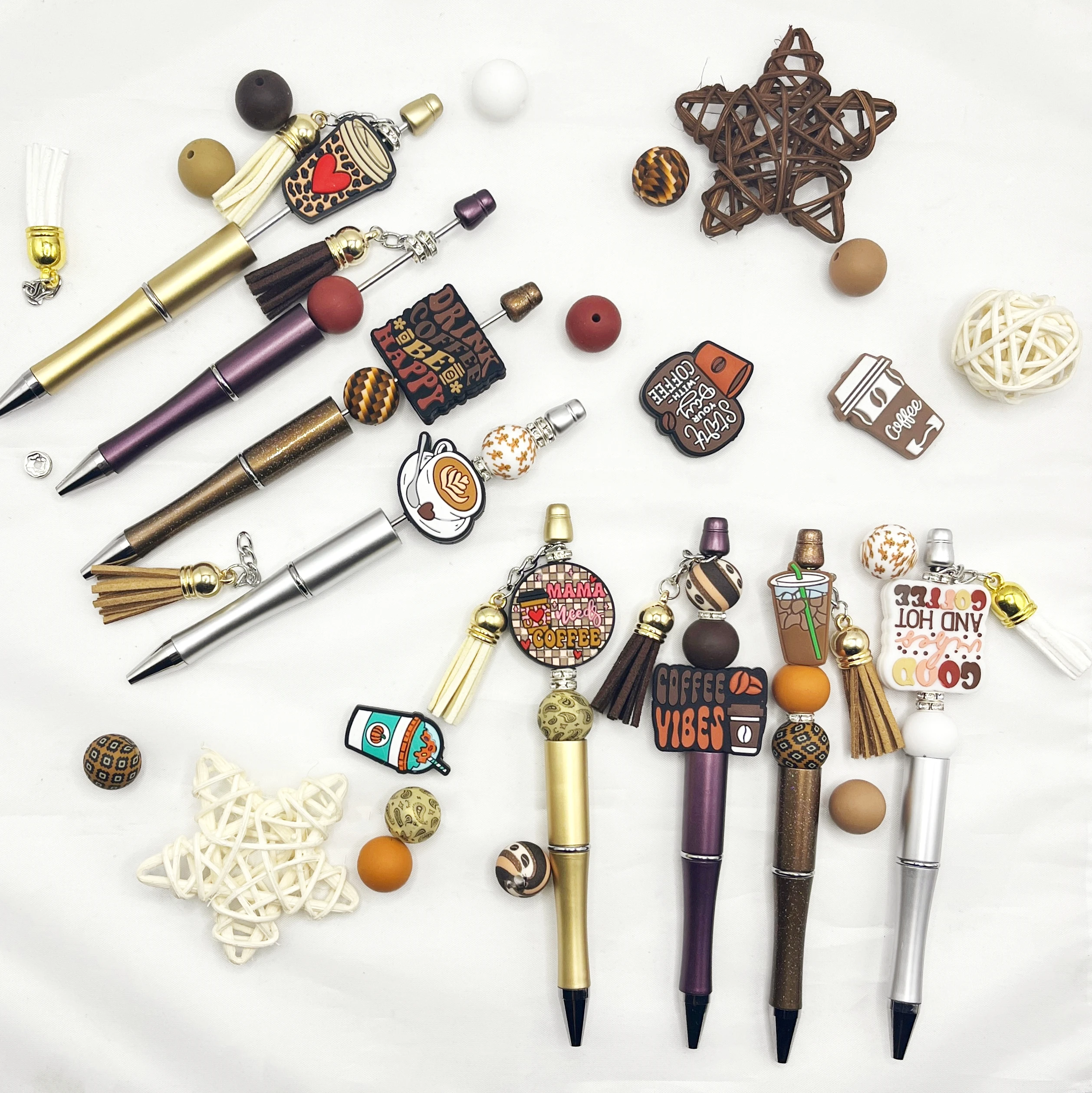 8Pcs Coffee Culture Silicone DIY Beaded Pen Ballpoint Pen Set Gift Office Stationery Retractable Metal Pen
8Pcs Coffee Culture Silicone DIY Beaded Pen Ballpoint Pen Set Gift Office Stationery Retractable Metal Pen