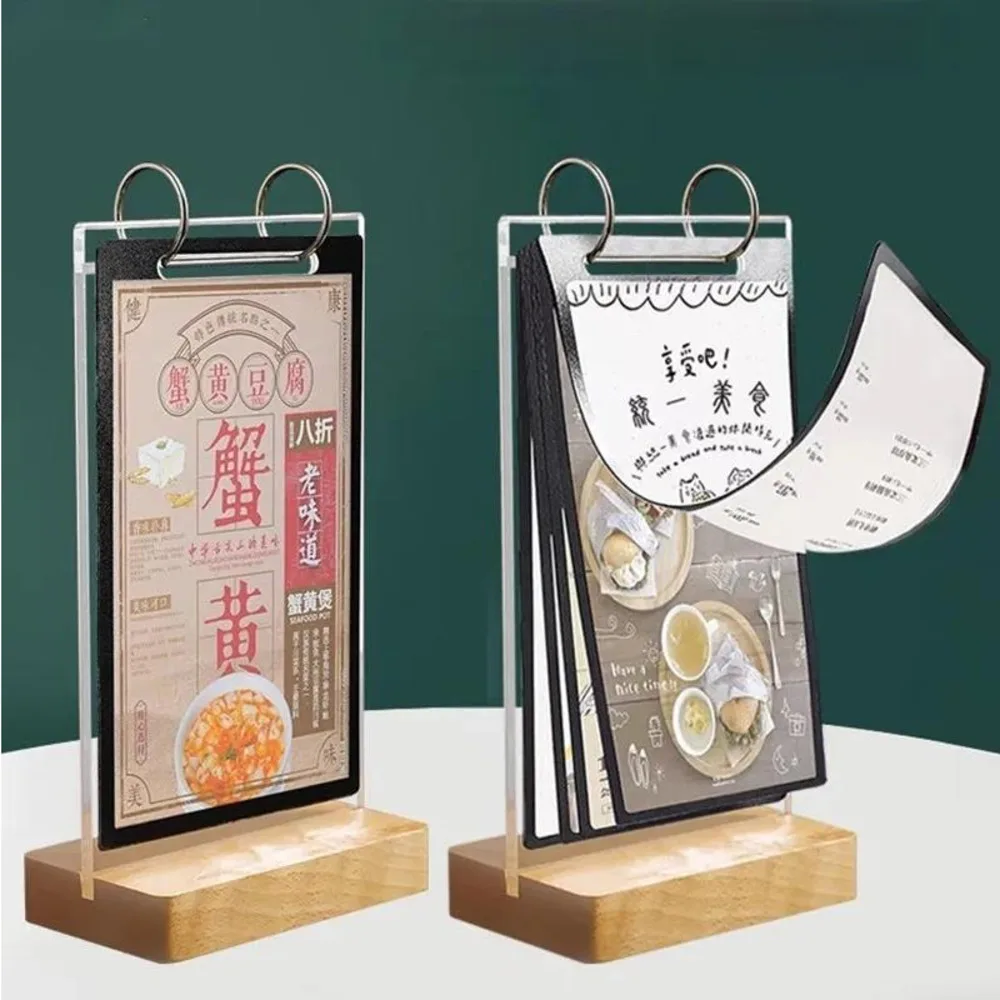2PC A6 105X148MM Page Turning Wood Acrylic Sign Holder Display Stand Picture Poster Paper PVC Frame Restaurant Table Menu Holder
2PC A6 105X148MM Page Turning Wood Acrylic Sign Holder Display Stand Picture Poster Paper PVC Frame Restaurant Table Menu Holder