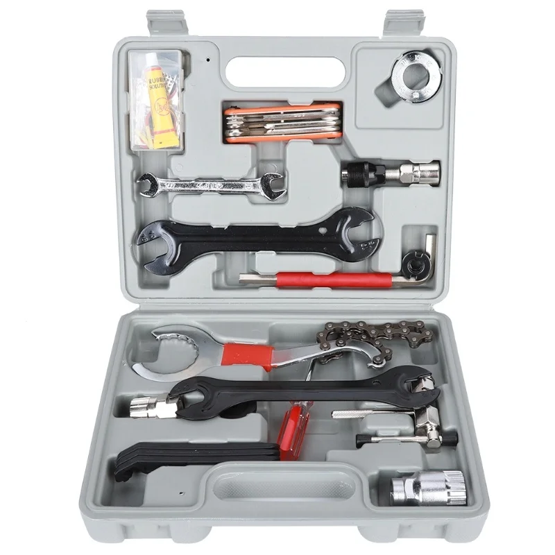 23PCS Stainless Steel Mountain Bicycle Wrench Tire Patch Crankset Chain Cutter Repair Combination Kit Tool Road Bike Accessory
23PCS Stainless Steel Mountain Bicycle Wrench Tire Patch Crankset Chain Cutter Repair Combination Kit Tool Road Bike Accessory