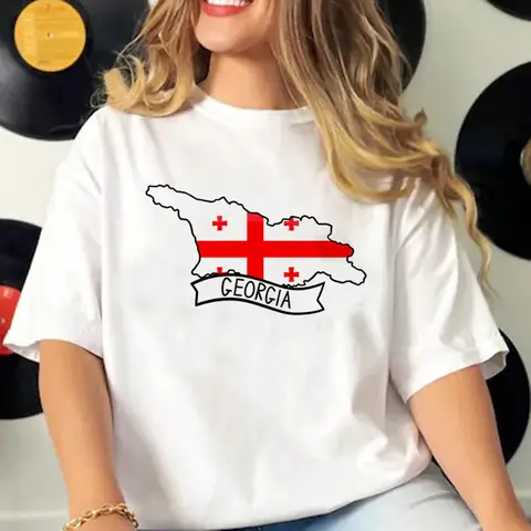 Georgia Tshirt Vrouwen Patroon T-Shirts Dames 2000S Streetwear Japanse Kleding