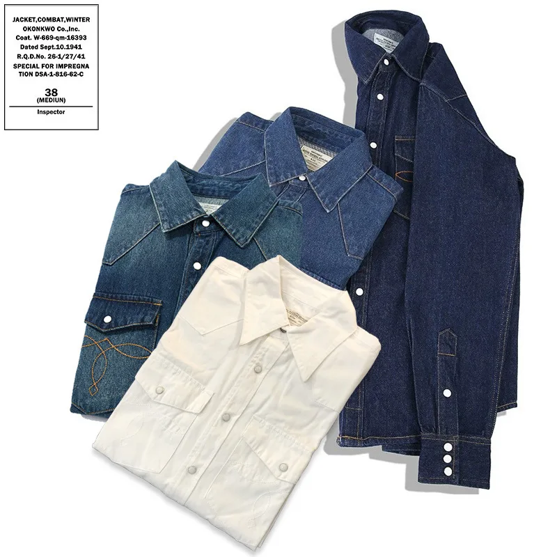 American Retro Classic Heavyweight Washed Denim Shirt Original Color Cowboy Style Long Sleeve Cotton Men's Business Casual Shirt
American Retro Classic Heavyweight Washed Denim Shirt Original Color Cowboy Style Long Sleeve Cotton Men's Business Casual Shirt