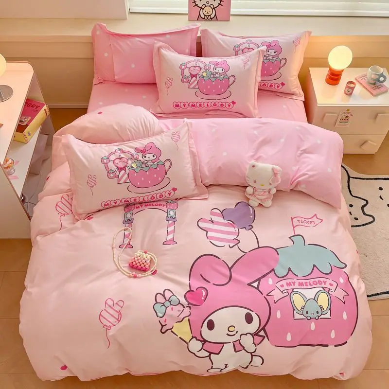 Kawaii Melody Hello Kitty Cinnamoroll Cotton Four-Piece Set Cartoon Sanrio Cotton Quilt Cover Bed Linen Cartoon Kids 3-Piece Set
Kawaii Melody Hello Kitty Cinnamoroll Cotton Four-Piece Set Cartoon Sanrio Cotton Quilt Cover Bed Linen Cartoon Kids 3-Piece Set
