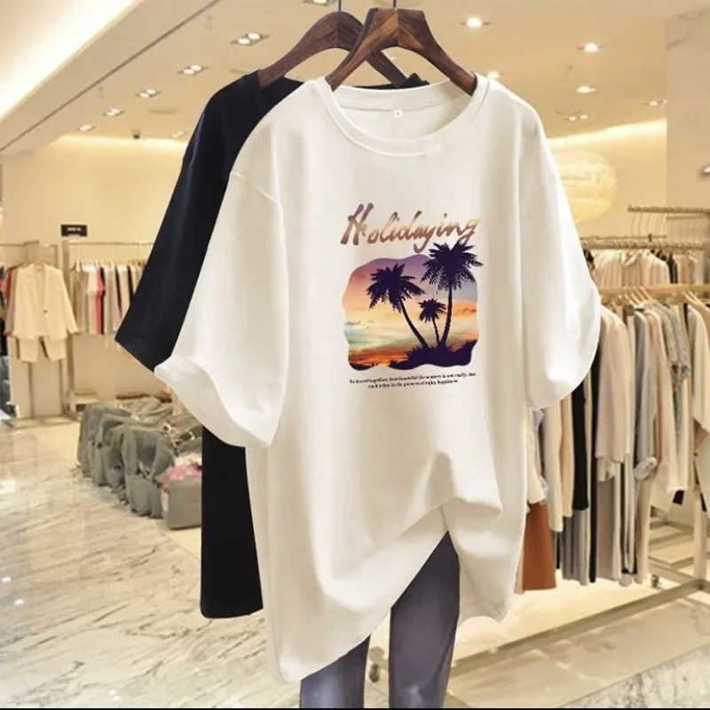 Women Clothing Fashion Casual Loose Cotton T-shirt Summer Tees Basic All-match Chic Tops
Women Clothing Fashion Casual Loose Cotton T-shirt Summer Tees Basic All-match Chic Tops
