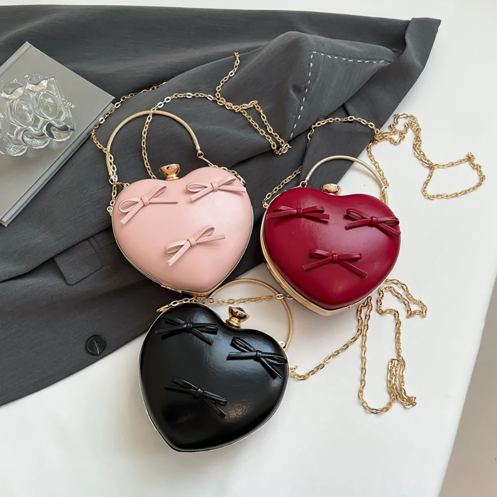 Cute Heart Shape Clip Handbags Women Chains Small Shoulder Bag for Party Luxury Deisgner Lady Metal Hand-held Bow Crossbody Bags
Cute Heart Shape Clip Handbags Women Chains Small Shoulder Bag for Party Luxury Deisgner Lady Metal Hand-held Bow Crossbody Bags
