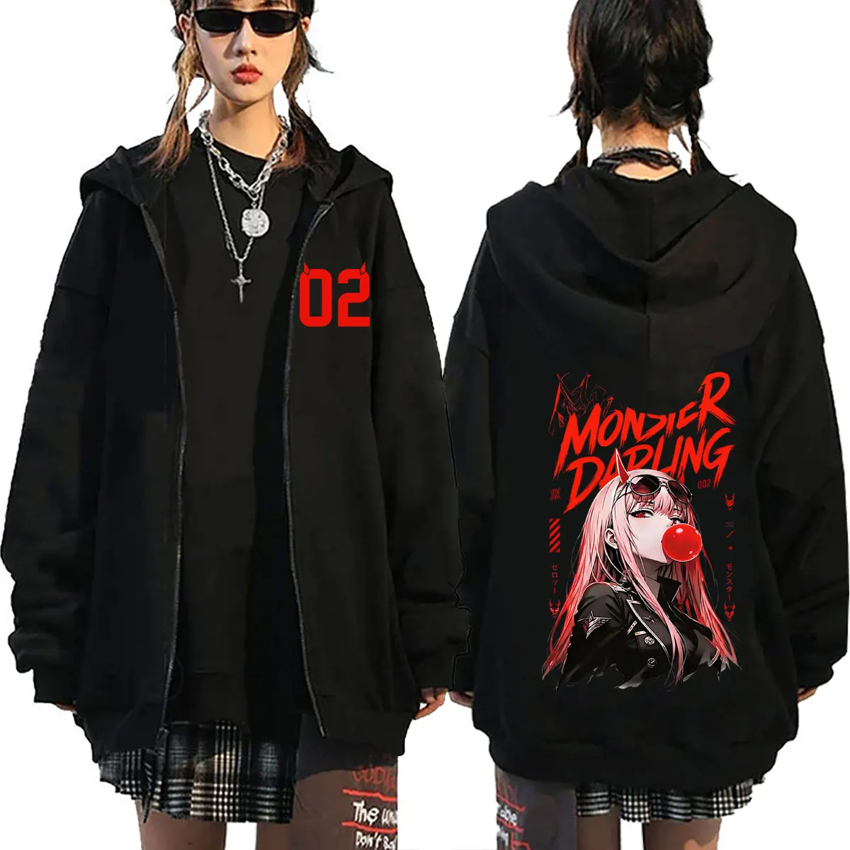Anime Darling in The Franxx Zero Two Zipper Hoodie Men Women Retro Manga Oversized Streetwear Male Fashion Casual Zip Up Jacket
Anime Darling in The Franxx Zero Two Zipper Hoodie Men Women Retro Manga Oversized Streetwear Male Fashion Casual Zip Up Jacket