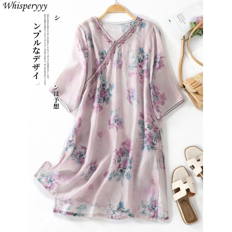Embroidered Linen Improved Cheongsam Skirt Women's Summer Vintage Diagonal Placket Buckle Printed Tops New Chinese Style Blouse
Embroidered Linen Improved Cheongsam Skirt Women's Summer Vintage Diagonal Placket Buckle Printed Tops New Chinese Style Blouse