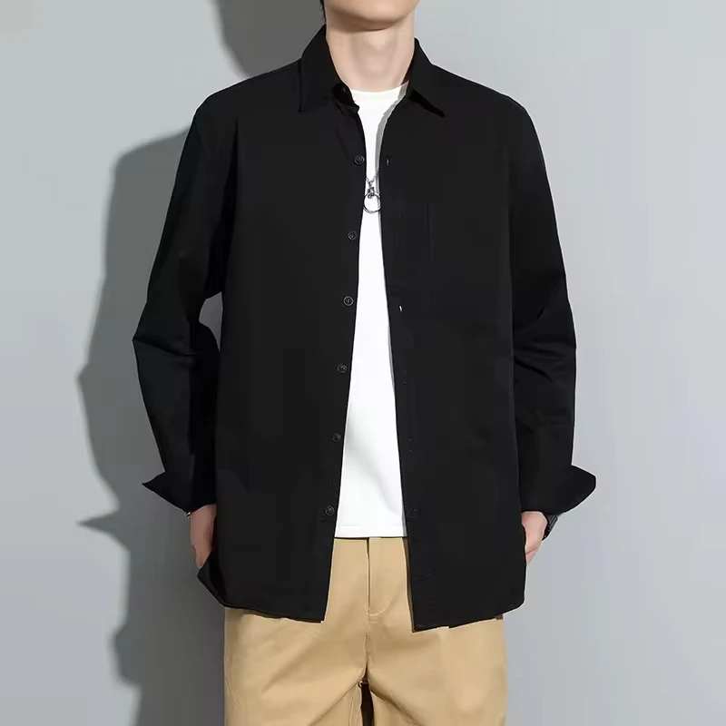 American New Fashion Spring Autumn Men's Solid Color Casual Trendy Loose Long Sleeve Turn-down Collar Shirts Male Cargo Tops
American New Fashion Spring Autumn Men's Solid Color Casual Trendy Loose Long Sleeve Turn-down Collar Shirts Male Cargo Tops