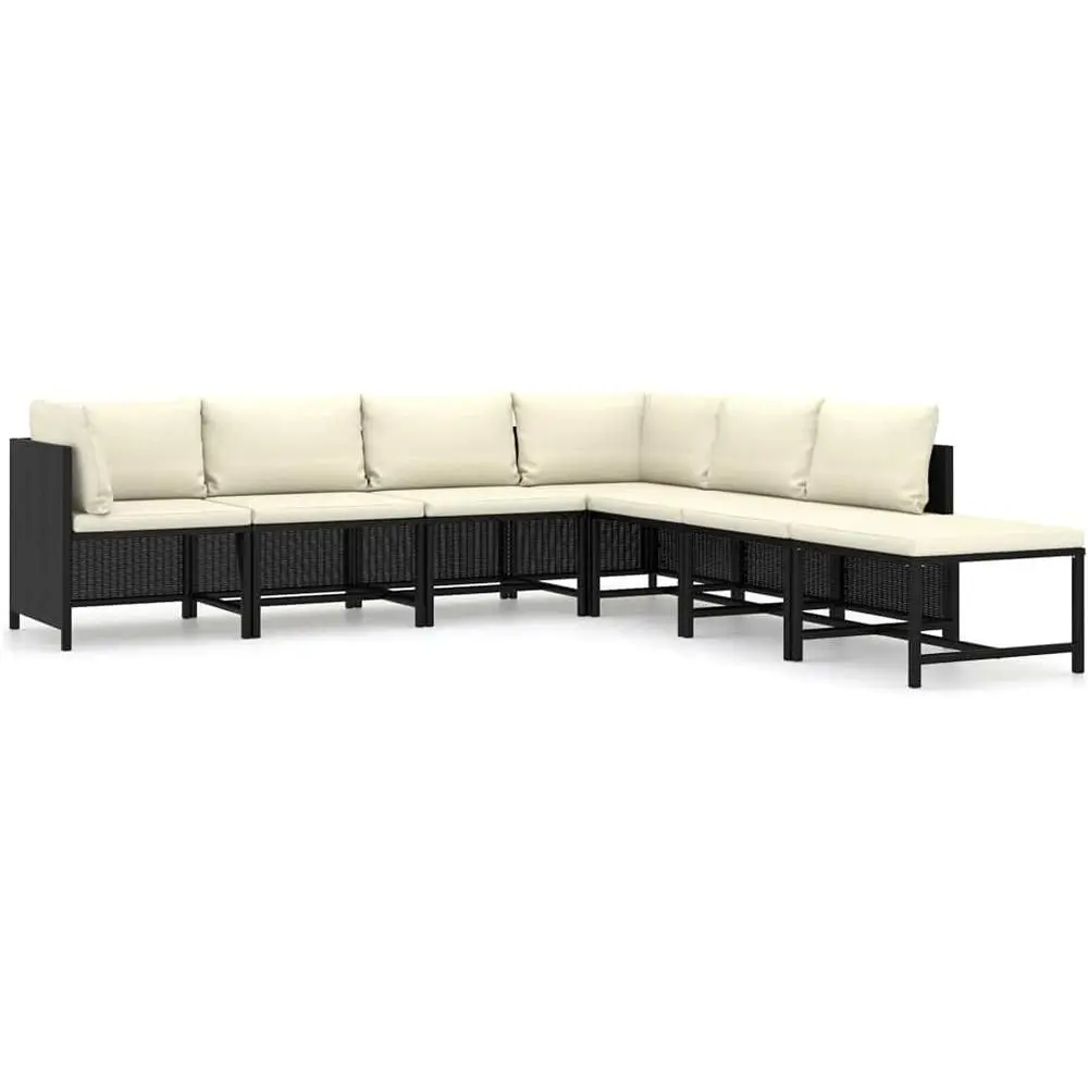 7-Piece Outdoor Patio Lounge Set with Cushions, Black Rattan Wicker Sofa, Ideal for Yard, Deck, or Courtyard
7-Piece Outdoor Patio Lounge Set with Cushions, Black Rattan Wicker Sofa, Ideal for Yard, Deck, or Courtyard