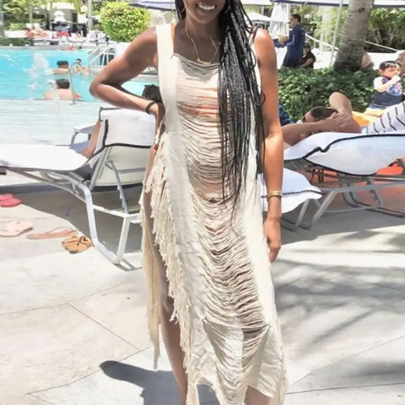 Women Casual Hollow Tassel Slit Tassel Dresses Perspective High Slit Beach Dress Club Outfit Streetwear
Women Casual Hollow Tassel Slit Tassel Dresses Perspective High Slit Beach Dress Club Outfit Streetwear