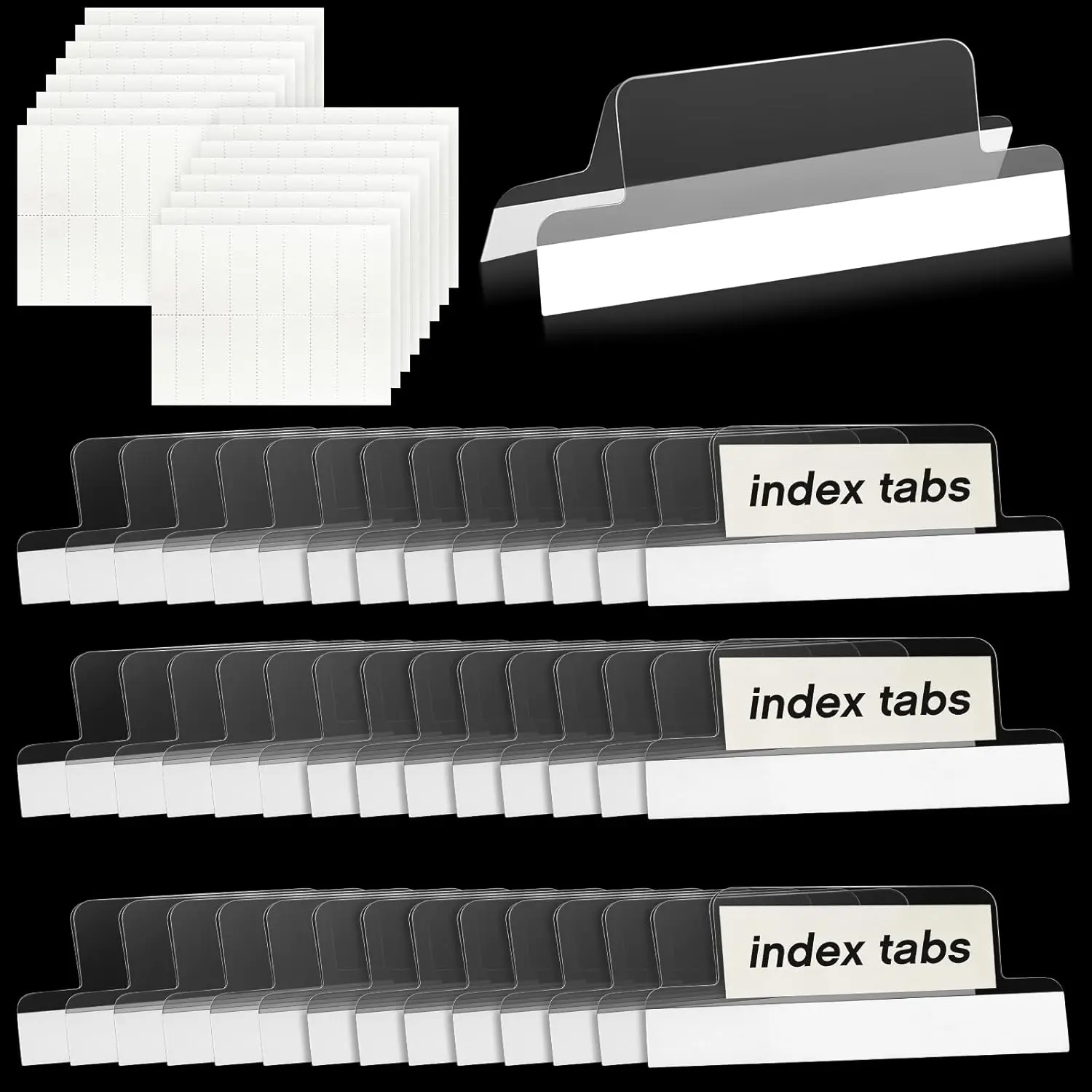 50 Pack Self-Adhesive Index Tabs with Printable Inserts for File Folders, Clear Plastic Dividers, 2 Inch, Reusable
50 Pack Self-Adhesive Index Tabs with Printable Inserts for File Folders, Clear Plastic Dividers, 2 Inch, Reusable