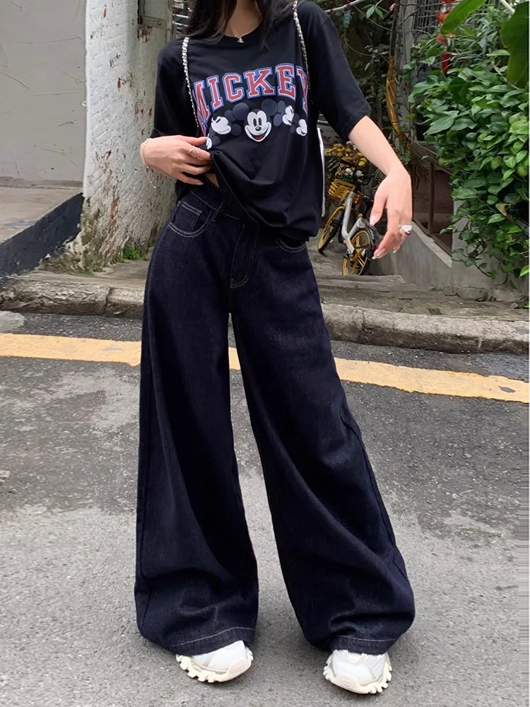 Deep Blue Fleece Lined Wide Leg Denim Jeans Women's High Waist Slimming Loose Straight Casual Trousers Autumn Winter
Deep Blue Fleece Lined Wide Leg Denim Jeans Women's High Waist Slimming Loose Straight Casual Trousers Autumn Winter