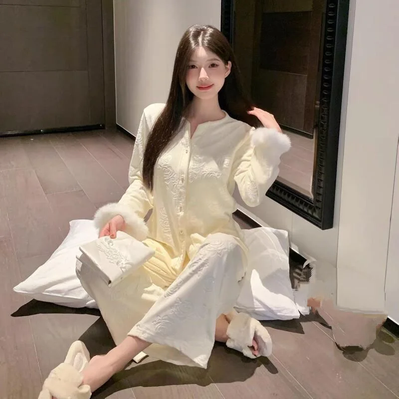 New Hot Rose Record Pajama Set Island Fleece German Fleece Women Home Autumn Winter Long Sleeve Thermal Slimming Soft Sleepwear
New Hot Rose Record Pajama Set Island Fleece German Fleece Women Home Autumn Winter Long Sleeve Thermal Slimming Soft Sleepwear