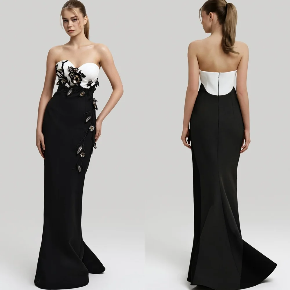 Customized Simple Black Jersey Evening Dress Classic Strapless Sleeveless Zipper Back Contrast Color Special Occasion Gowns
Customized Simple Black Jersey Evening Dress Classic Strapless Sleeveless Zipper Back Contrast Color Special Occasion Gowns