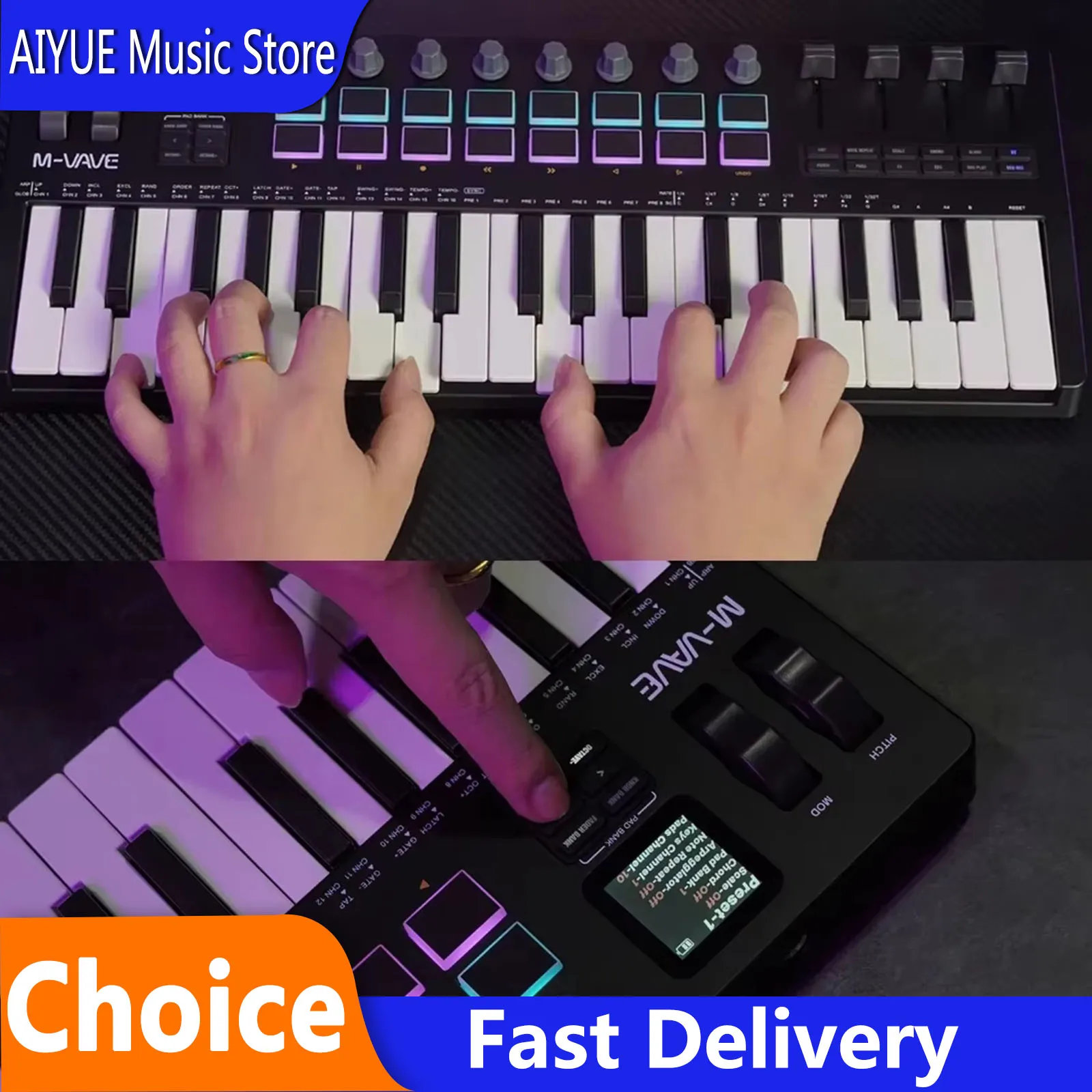 M-VAVE SMK-37 PRO Keyboard 37 Key MIDI Controller w/ Built-in Synth Engine 8 Knobs+4 16 RGB Padss For WINDOWS MAC IOS Android
M-VAVE SMK-37 PRO Keyboard 37 Key MIDI Controller w/ Built-in Synth Engine 8 Knobs+4 16 RGB Padss For WINDOWS MAC IOS Android