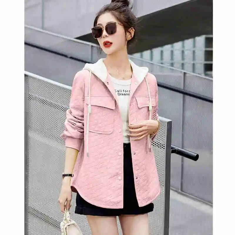 2024 Spring and Autumn New Women's Joker Hooded Short Coat Women's Top Loose Cardigan Button Fashion Simple Top Comfortable Coat
2024 Spring and Autumn New Women's Joker Hooded Short Coat Women's Top Loose Cardigan Button Fashion Simple Top Comfortable Coat
