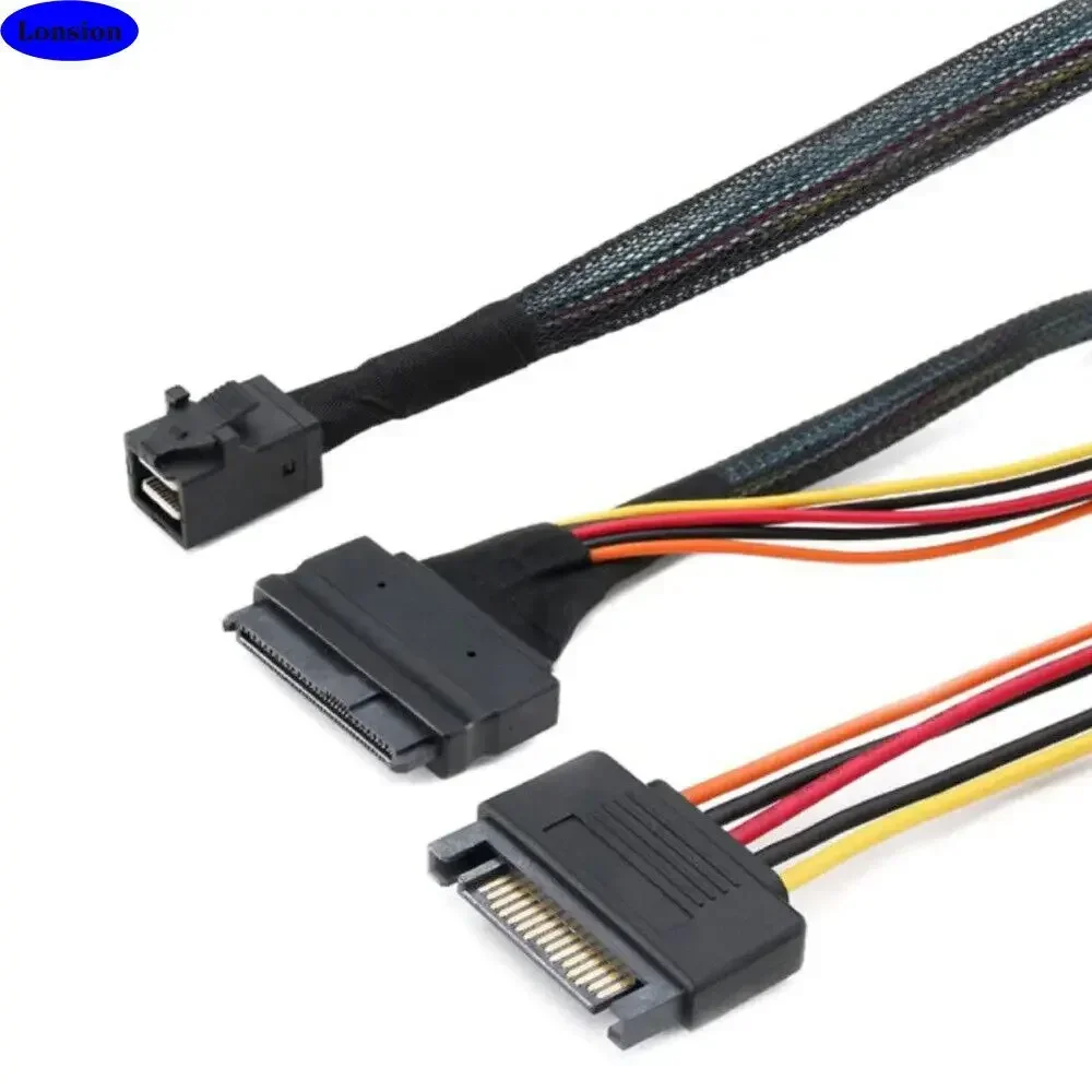MINI SAS HD SFF-8643 to SAS SFF-8639 with SATA 15P male server connection cable
MINI SAS HD SFF-8643 to SAS SFF-8639 with SATA 15P male server connection cable