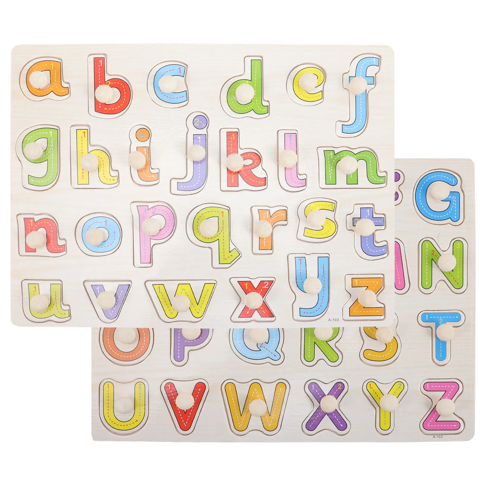 2Sets Wooden Alphabet Puzzle Board Educational Learning Game for Kids Letter Board Creative Hand Eye Coordination
2Sets Wooden Alphabet Puzzle Board Educational Learning Game for Kids Letter Board Creative Hand Eye Coordination