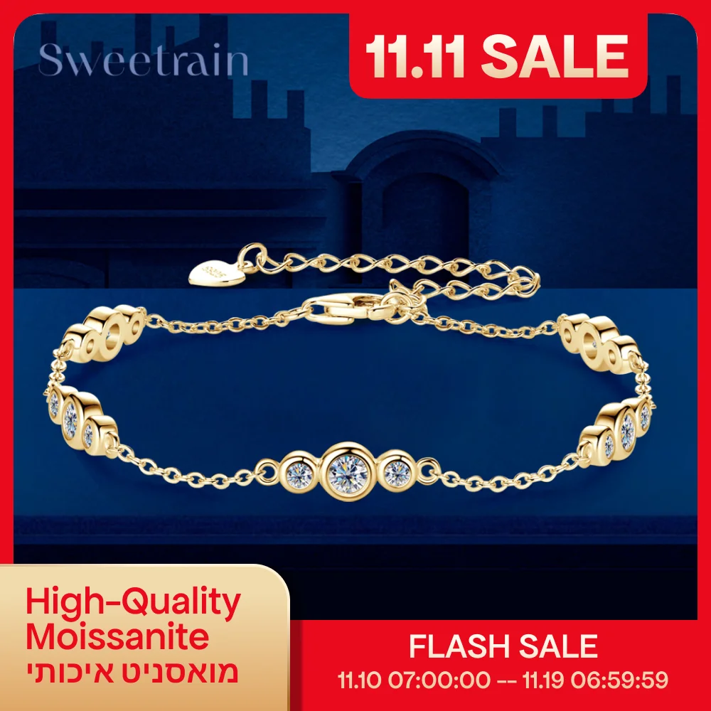 Sweetrain 3 мм 2 мм муассанитовые браслеты из настоящего стерлингового серебра 925 пробы, регулируемые браслеты-цепочки для женщин с сертификатом GRA
Sweetrain 3 мм 2 мм муассанитовые браслеты из настоящего стерлингового серебра 925 пробы, регулируемые браслеты-цепочки для женщин с сертификатом GRA