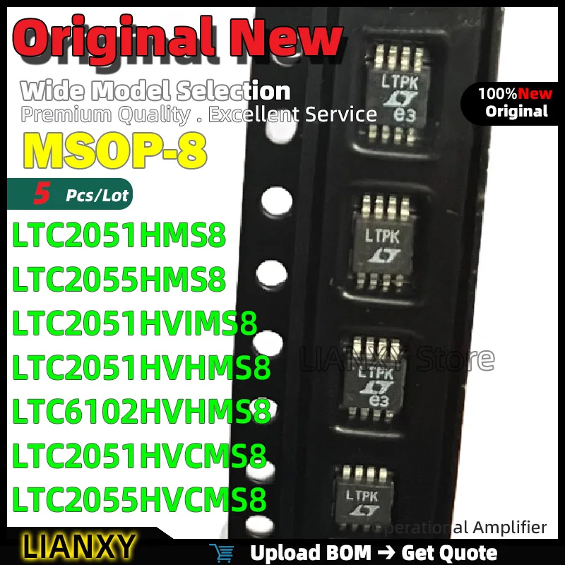 5pcs MSOP-8 LTC2051HMS8 LTC2055HMS8 LTC2051HVIMS8 LTC2051HVHMS8 LTC6102HVHMS8 LTC2051HVCMS8 LTC2055HVCMS8 Op-Amp New Original
5pcs MSOP-8 LTC2051HMS8 LTC2055HMS8 LTC2051HVIMS8 LTC2051HVHMS8 LTC6102HVHMS8 LTC2051HVCMS8 LTC2055HVCMS8 Op-Amp New Original