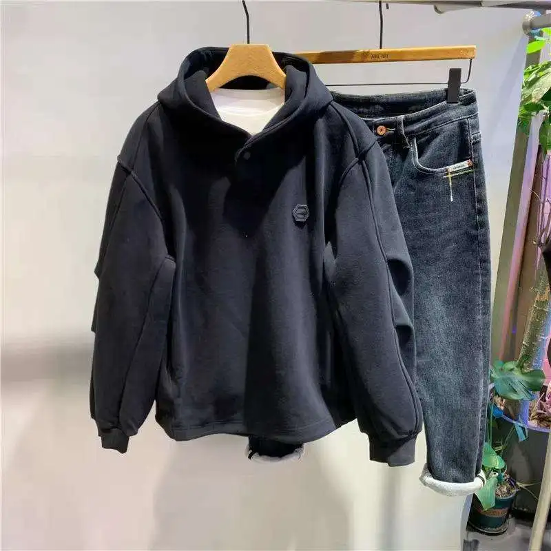 Loose Hooded Sweatshirt with Men's Design Sense Simple and Casual Fashion Jacket
Loose Hooded Sweatshirt with Men's Design Sense Simple and Casual Fashion Jacket