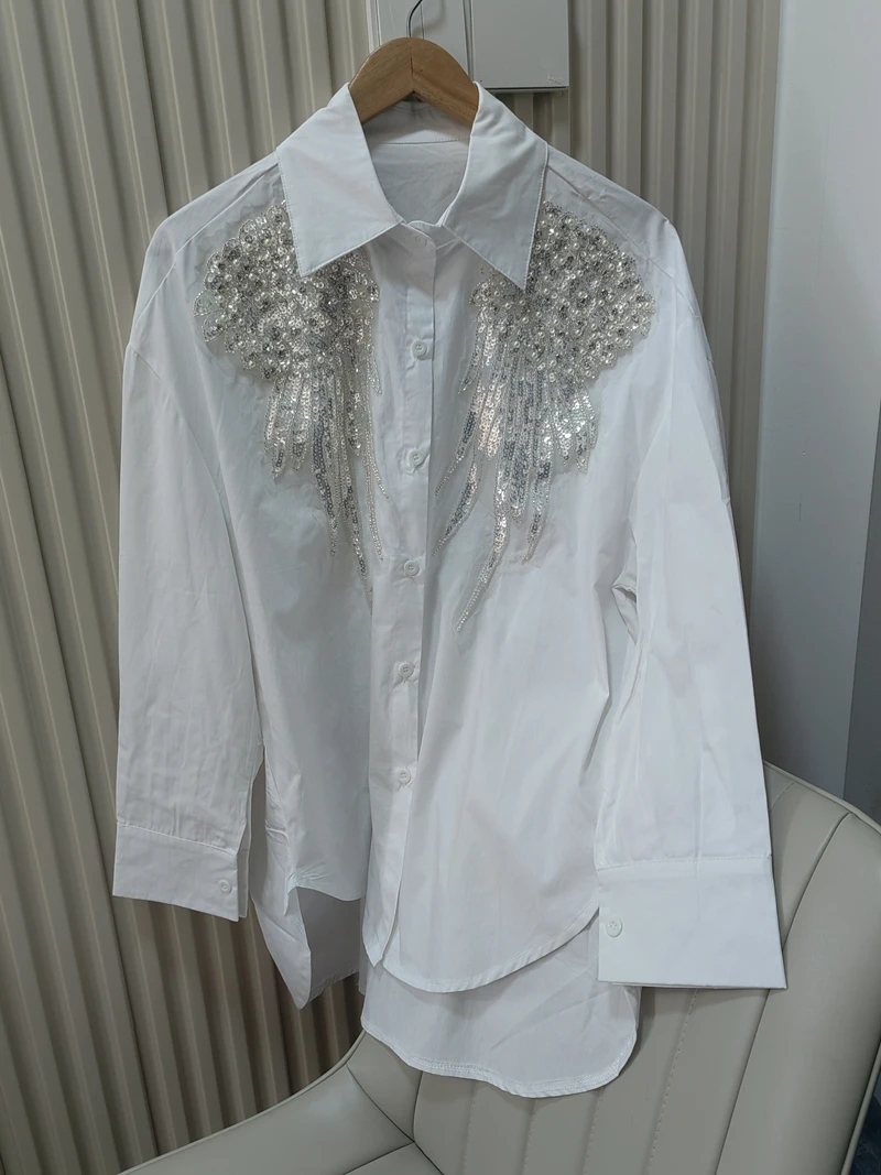 Women's White Cotton Shirts Loose Fit Heavy Industry Style Blouse Spring Autumn Buttons up Top Blusas for New 2025
Women's White Cotton Shirts Loose Fit Heavy Industry Style Blouse Spring Autumn Buttons up Top Blusas for New 2025